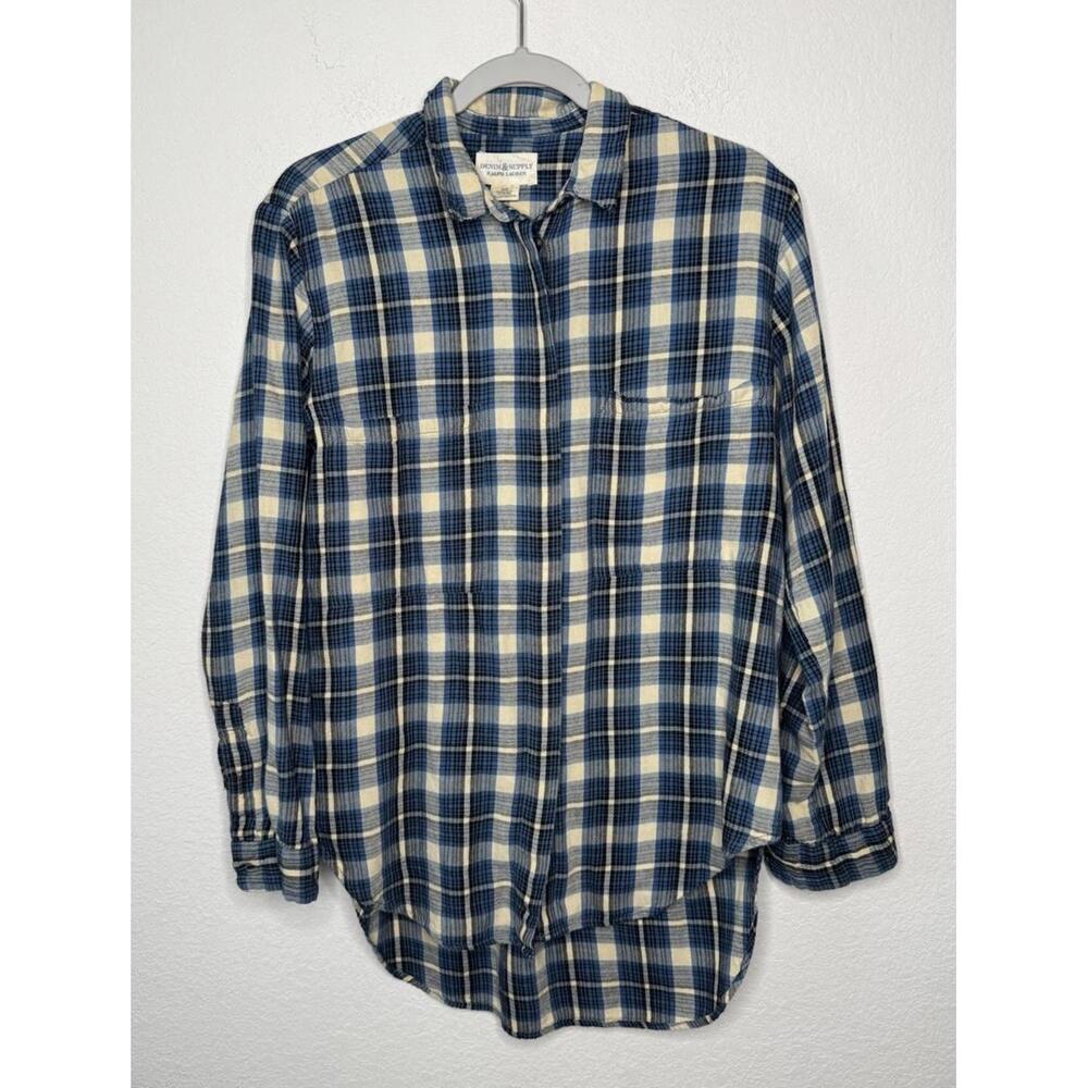 Denim & Supply Ralph Lauren Women’s Blue‎ Plaid Flannel Shirt Sz M Western